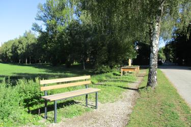 Baumelbank an der ersten Station des Stadtnaturpfads